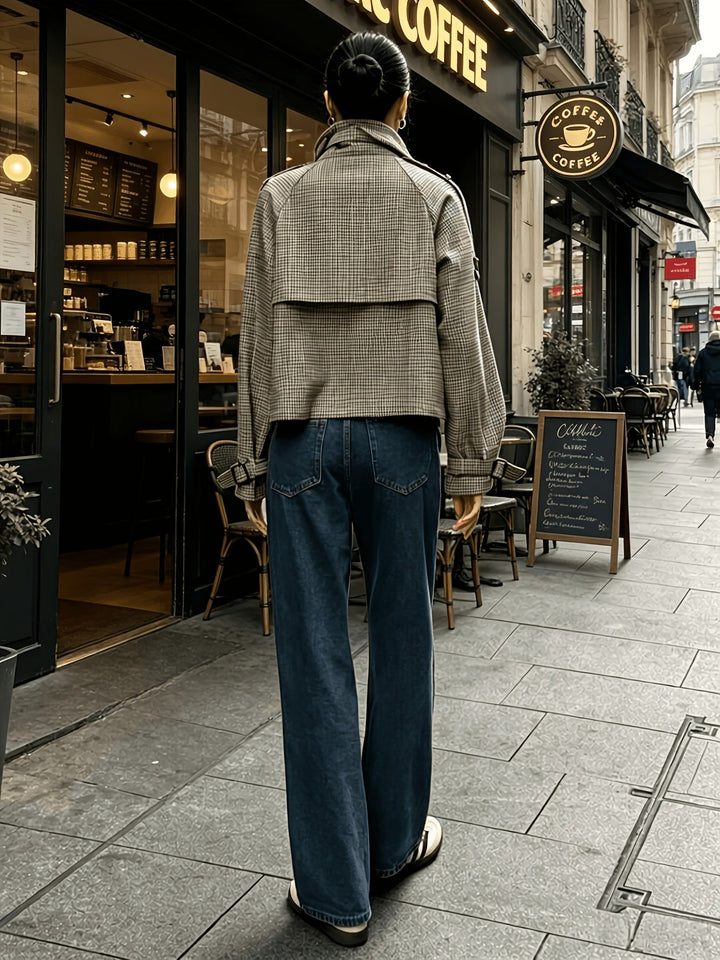 Rosalind Hayes | Stand-Collar Houndstooth Jacket
