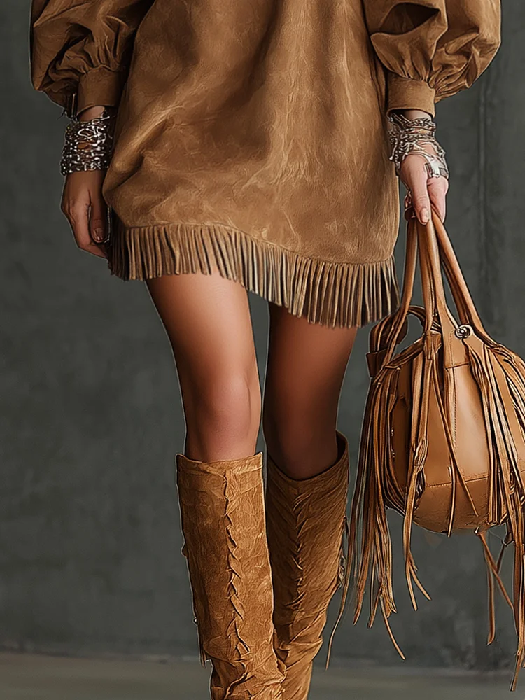 Theodora Rae | Suede Fringe Mini Dress