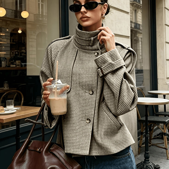 Rosalind Hayes | Stand-Collar Houndstooth Jacket