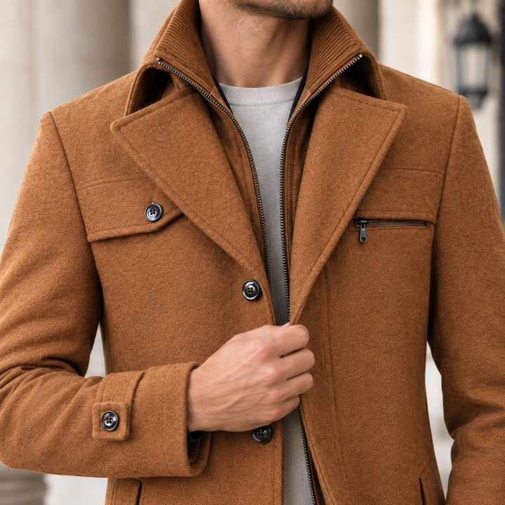 Julian Rose | Wool Coat with Layered Lapel