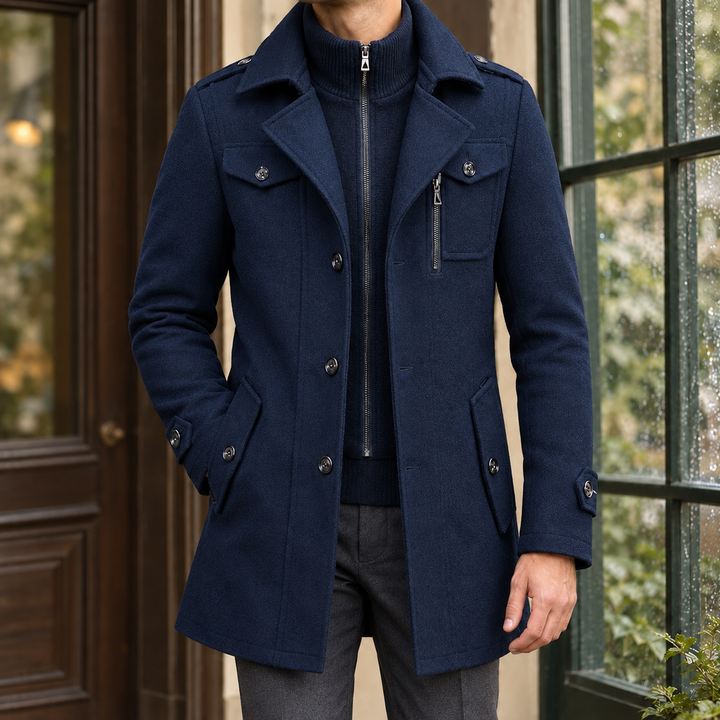 Sebastian Wren | Wool Coat with Double Collar